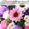 Artificial Cemetery & Memorial Flowers with Vase – UV-Resistant Silk Rose, Fern, Sunflower & Daisy Gravesite Bouquet, Outdoor Memorial Day Grave Decorations (2 Sets)